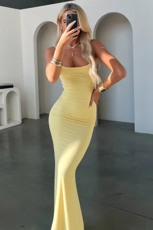 Otoway Bodycon Maxi Dress - Yellow Stream Path Desert Air
