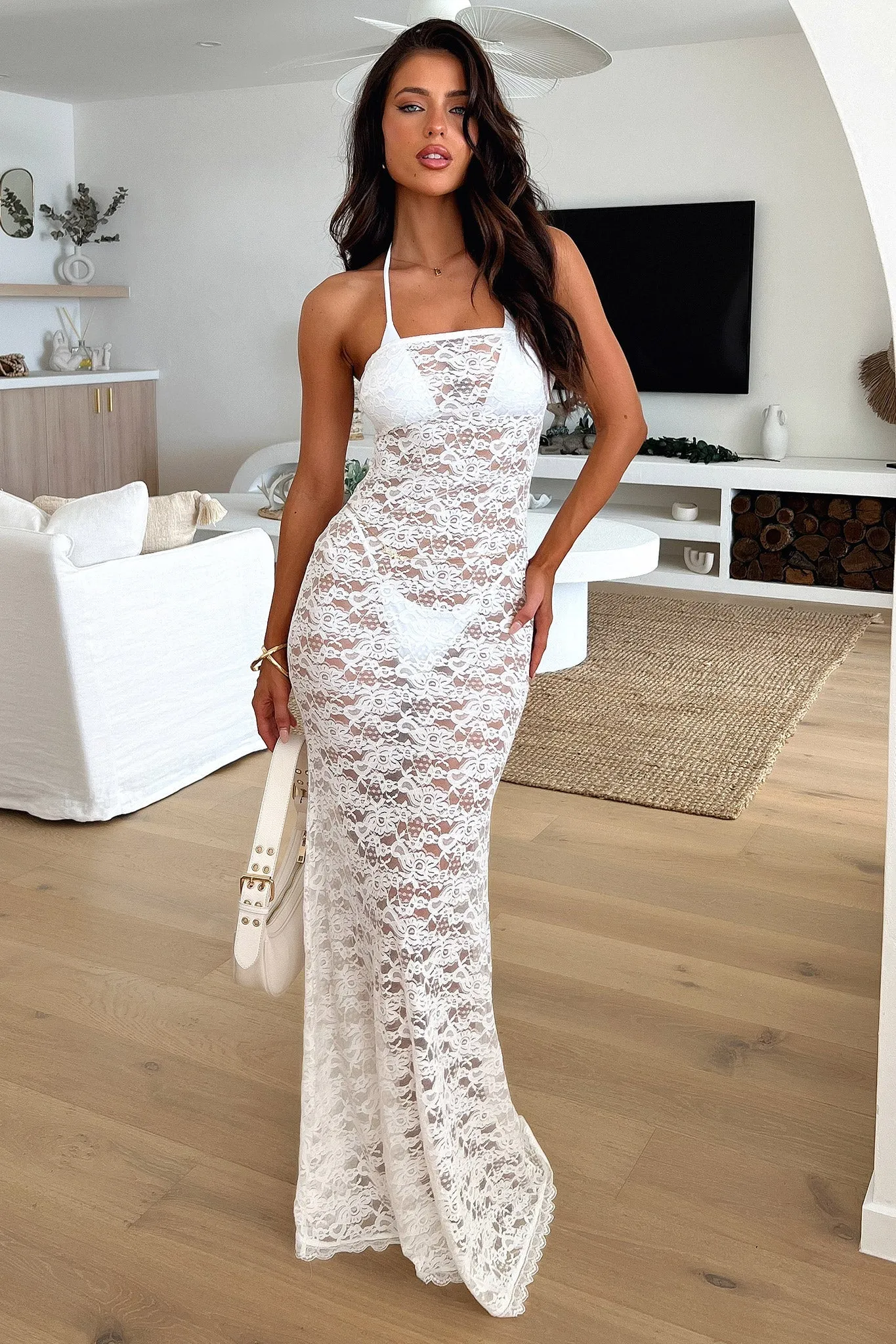 Veradi Maxi Dress - White Wool Soft Agate Glow