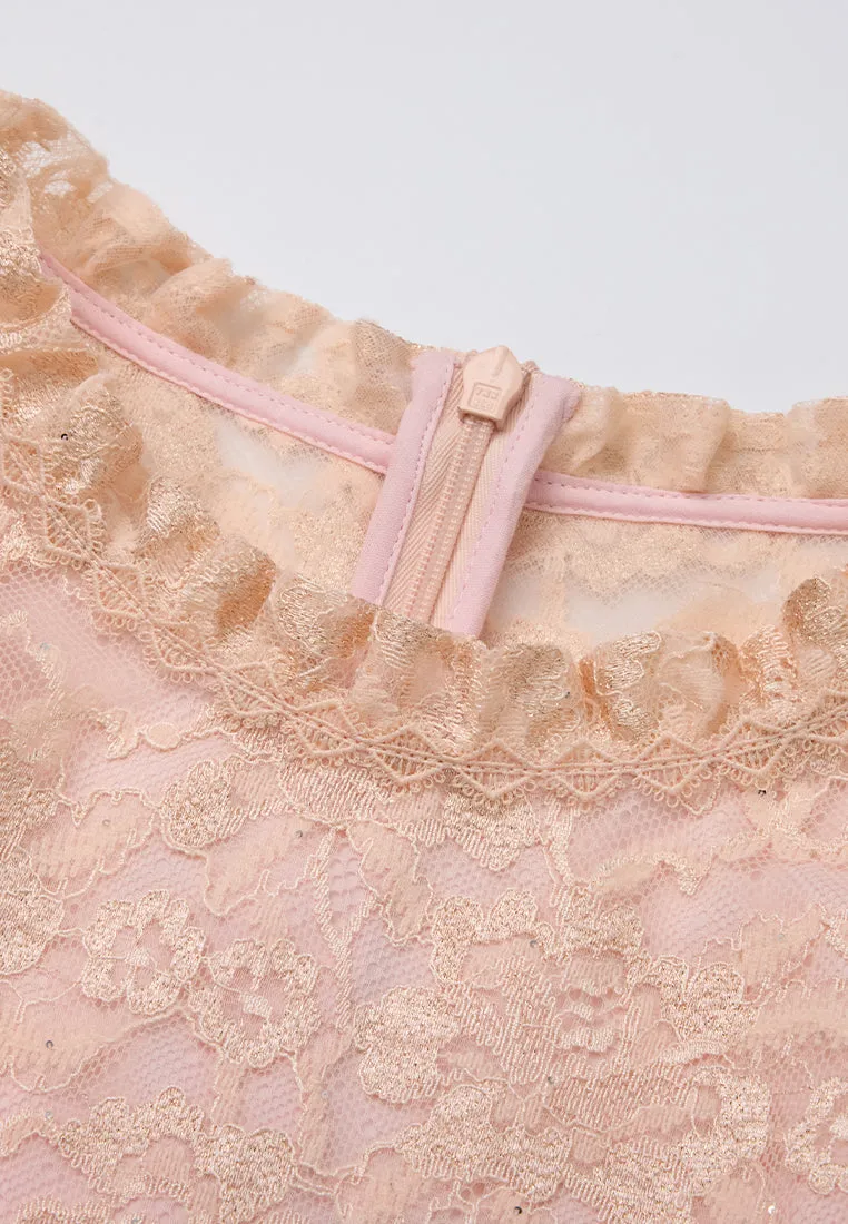 Cheung Sham Style Embellished Lace Dress Tailored Fit