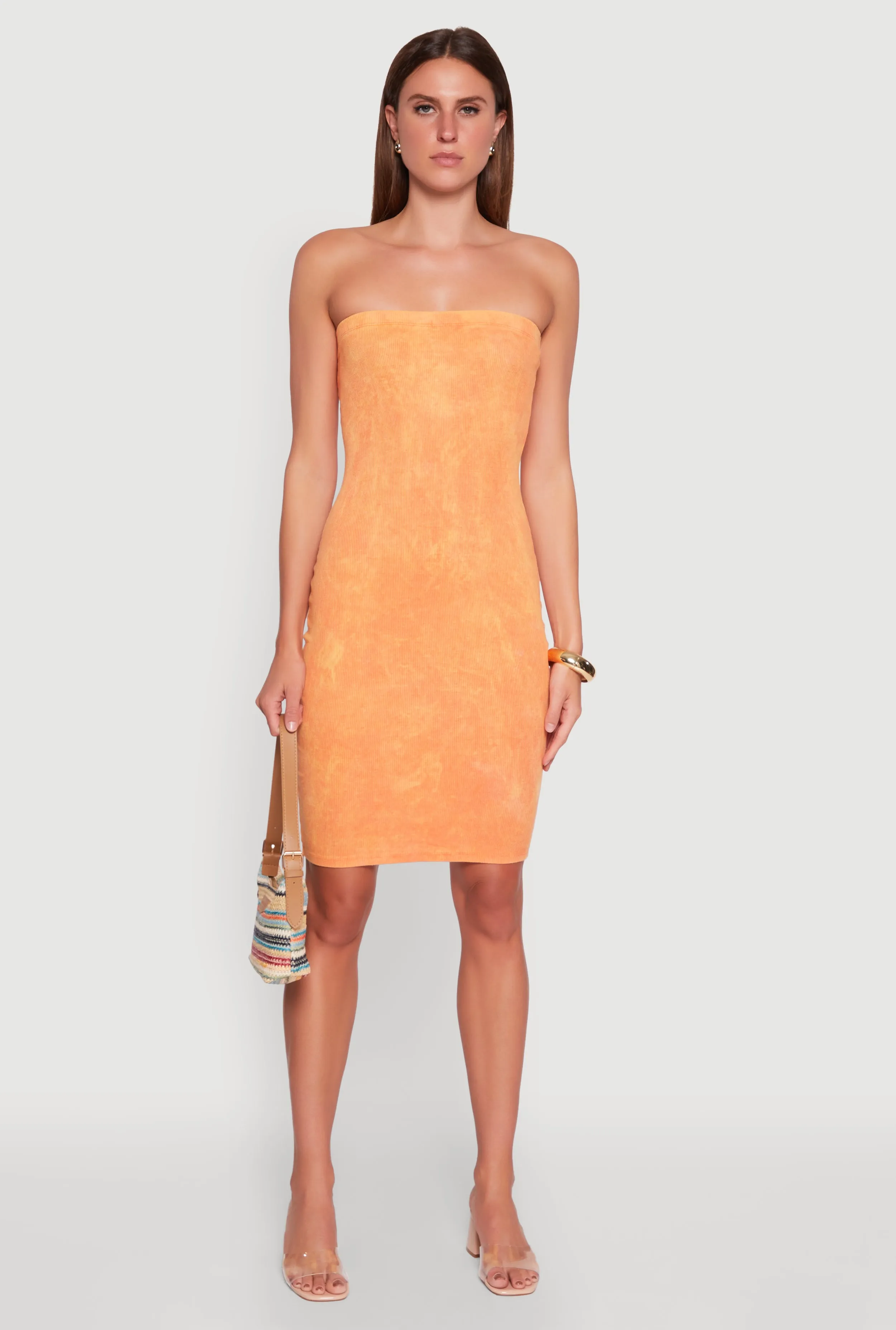 family gathering Dreamy Feel Rib Knit Mineral Wash Tube Dress