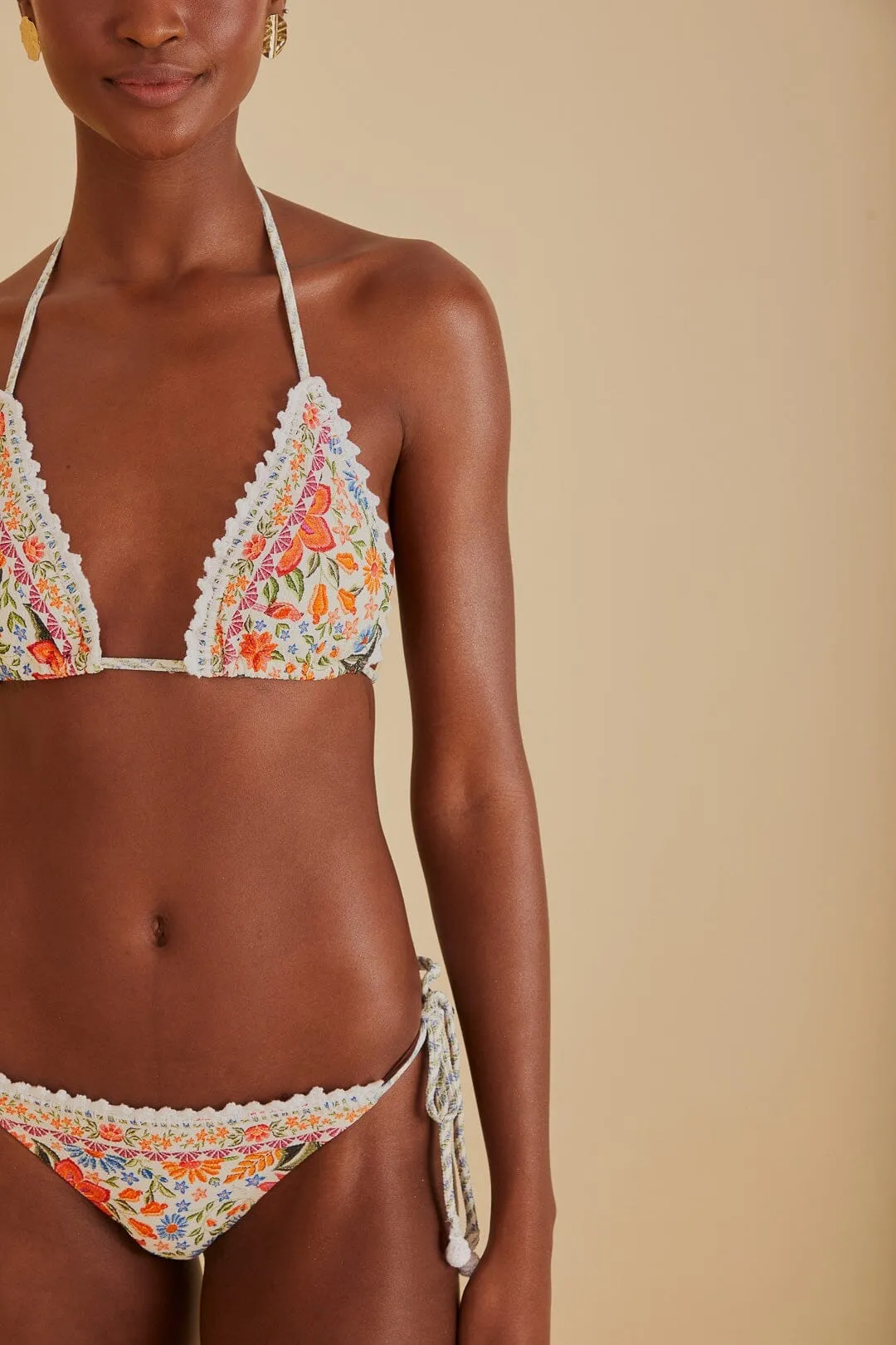 Trend Base NoSlipWaistband Bloom Garden Side Tie Bikini Bottom