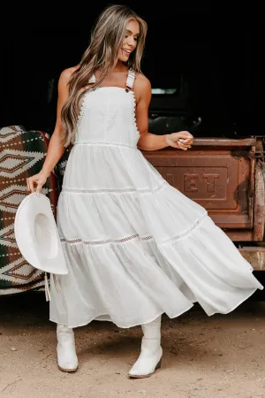Cinnamon Weather Tiered Overall Maxi Dress (Off White) Island Edge