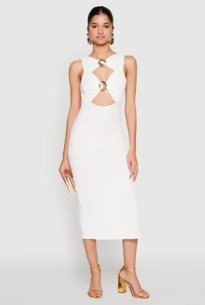 Metallic Seashell Cut Out Midi Dress Casual weekend midi