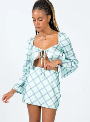Sheena Set Green Check Evening Outing Lightweight Fabric