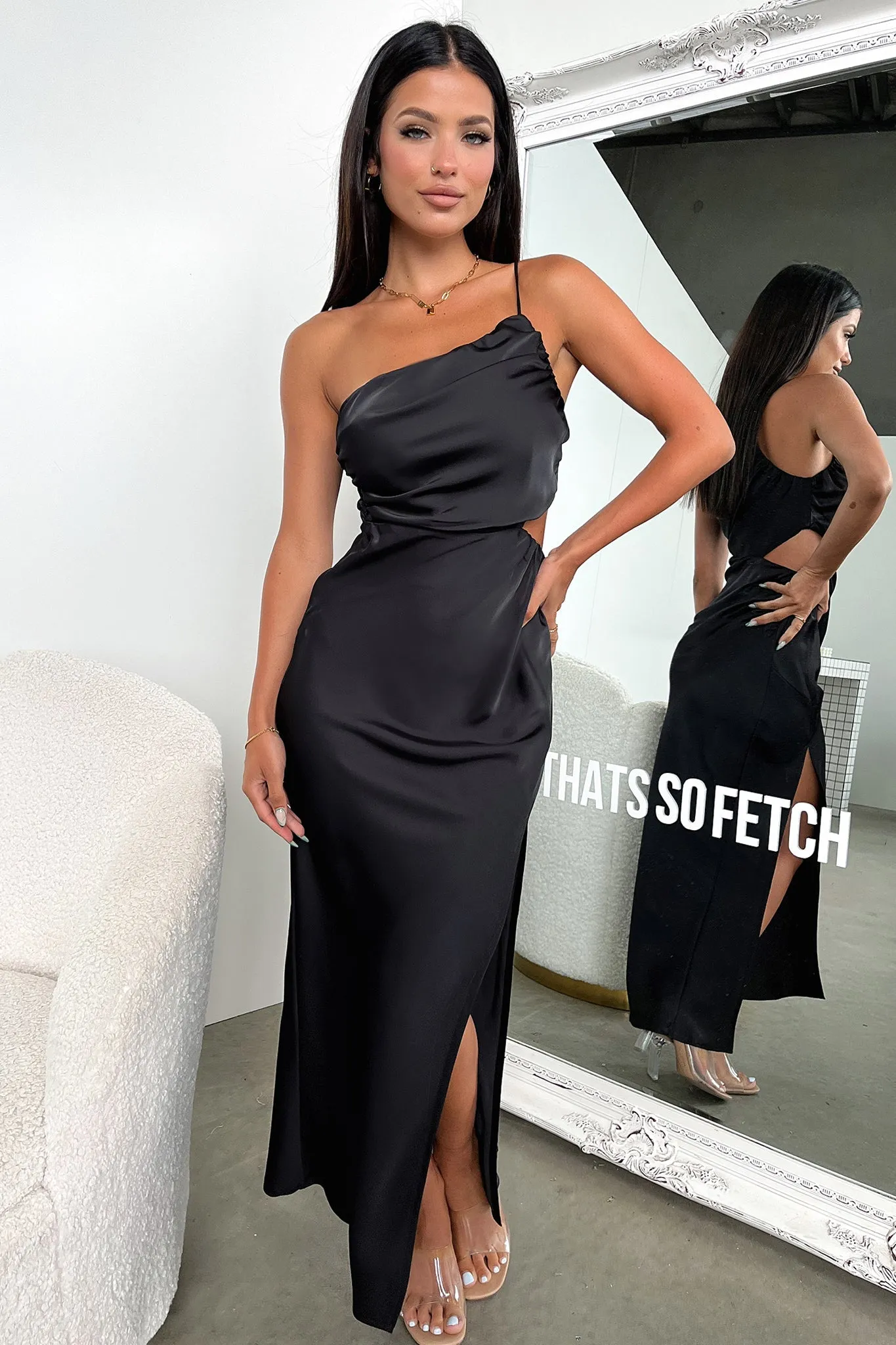 Antonella Maxi Dress - Black Pleat Art
