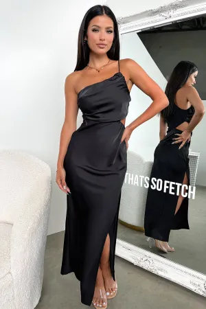 Antonella Maxi Dress - Black Pleat Art