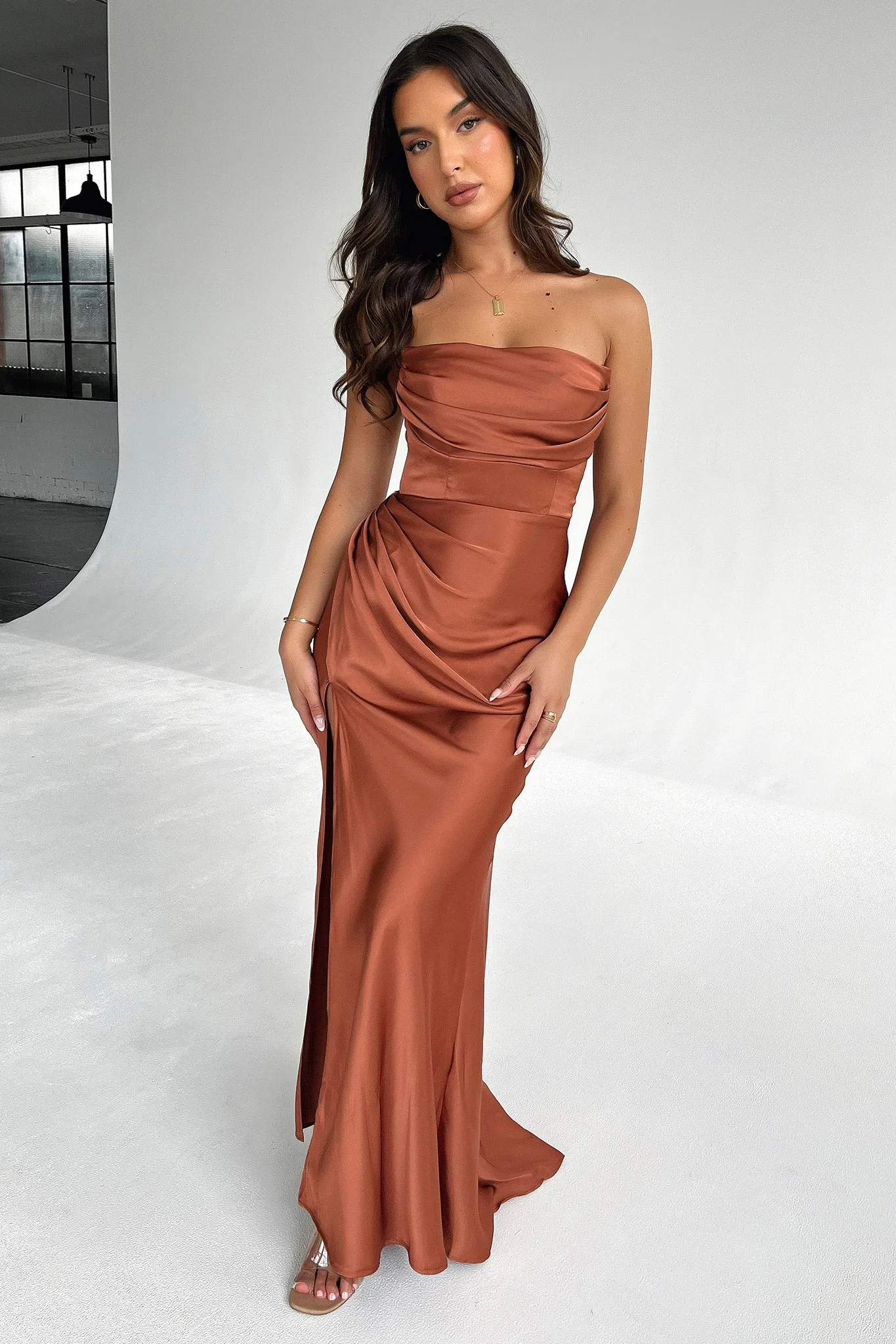 With its sophisticated design this dress will always remain a classic wardrobe piece Lola Maxi Dress - Rust