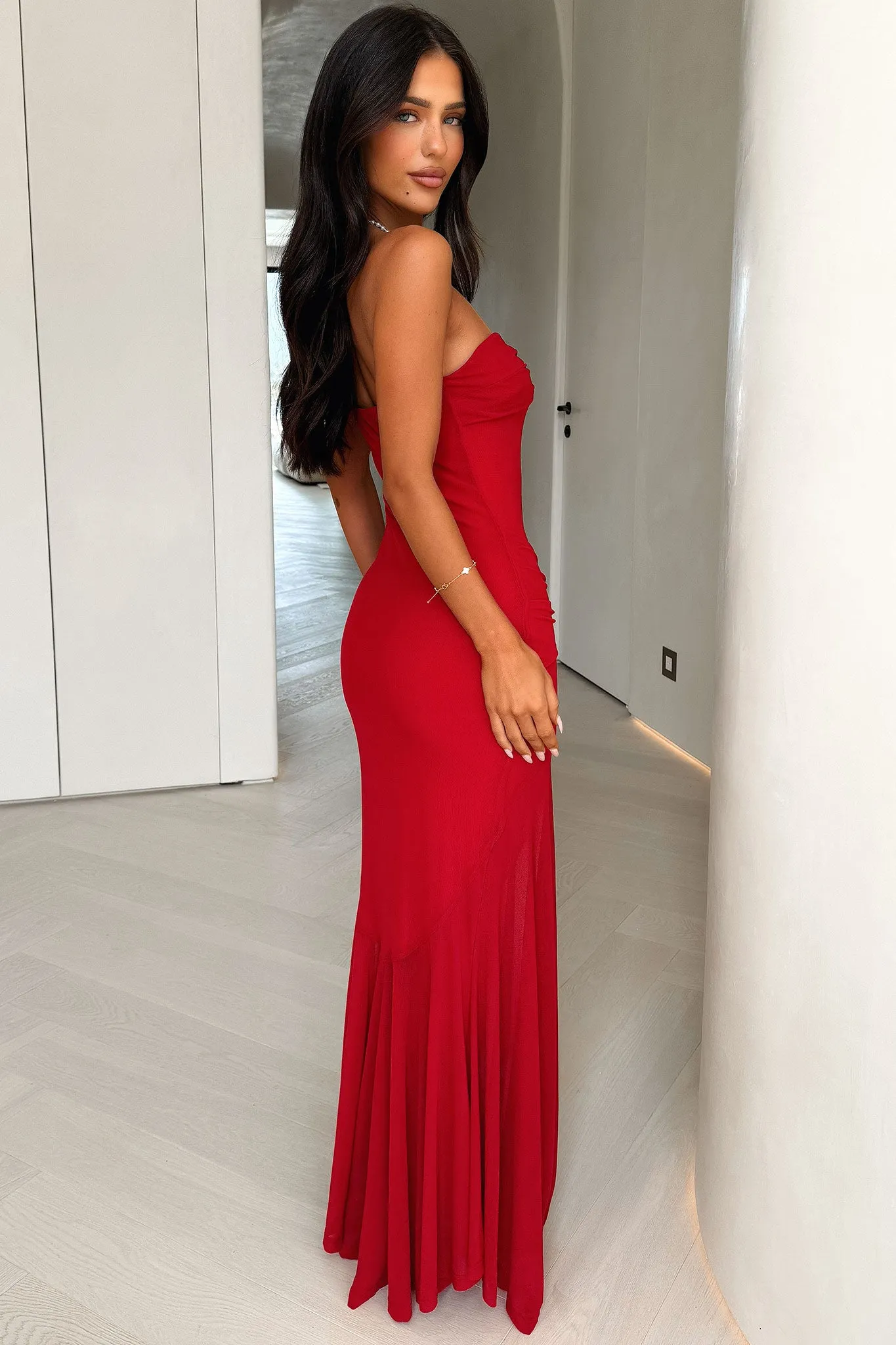 Tasmin Maxi Dress - Red Moon Rise Garden View