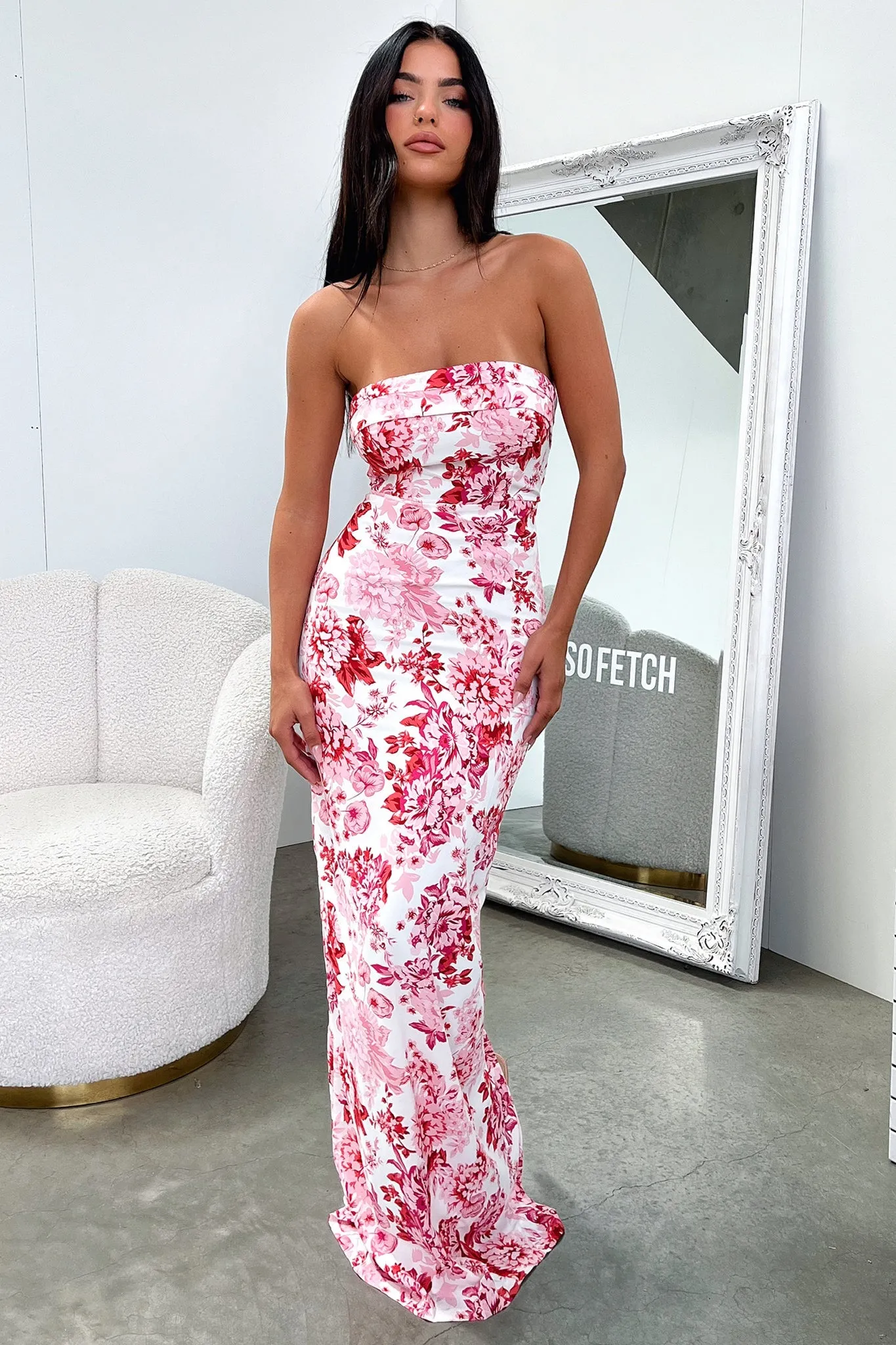Photo Time Red Glow Charms Maxi Dress - Pink Floral