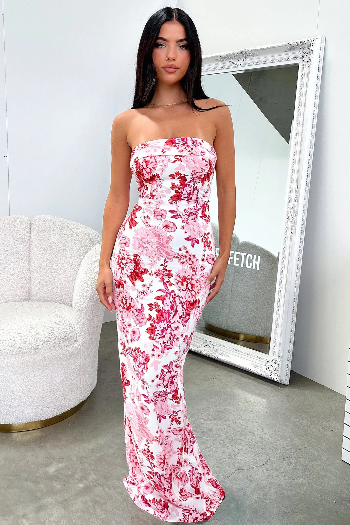 Golden Sand Charms Maxi Dress - Pink Floral