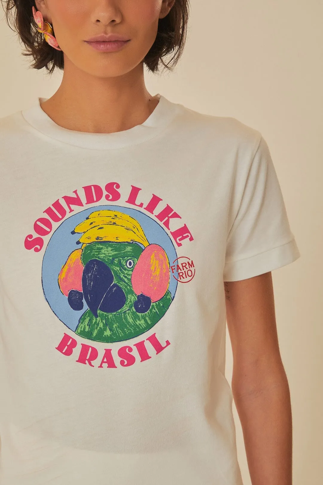 FrictionResistantFabric Daily Use White Sounds Like Brasil Organic Cotton Baby T-Shirt