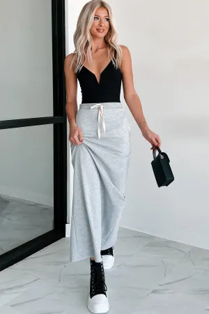 Conquering Today Sporty Knit Maxi Skirt (Heather Grey) Celebrity Style