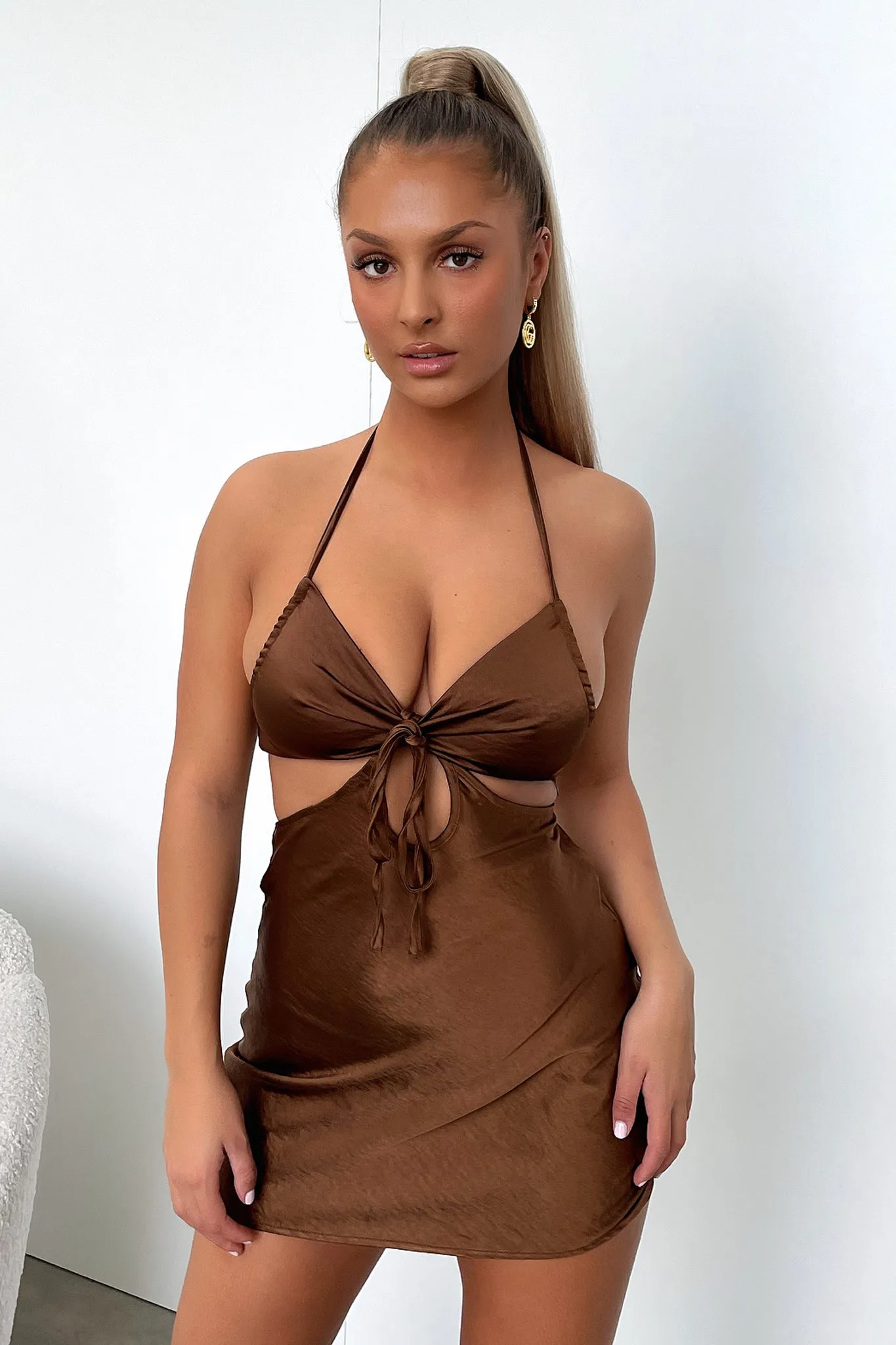 Trendy mini outfit Xanthia Dress - Brown