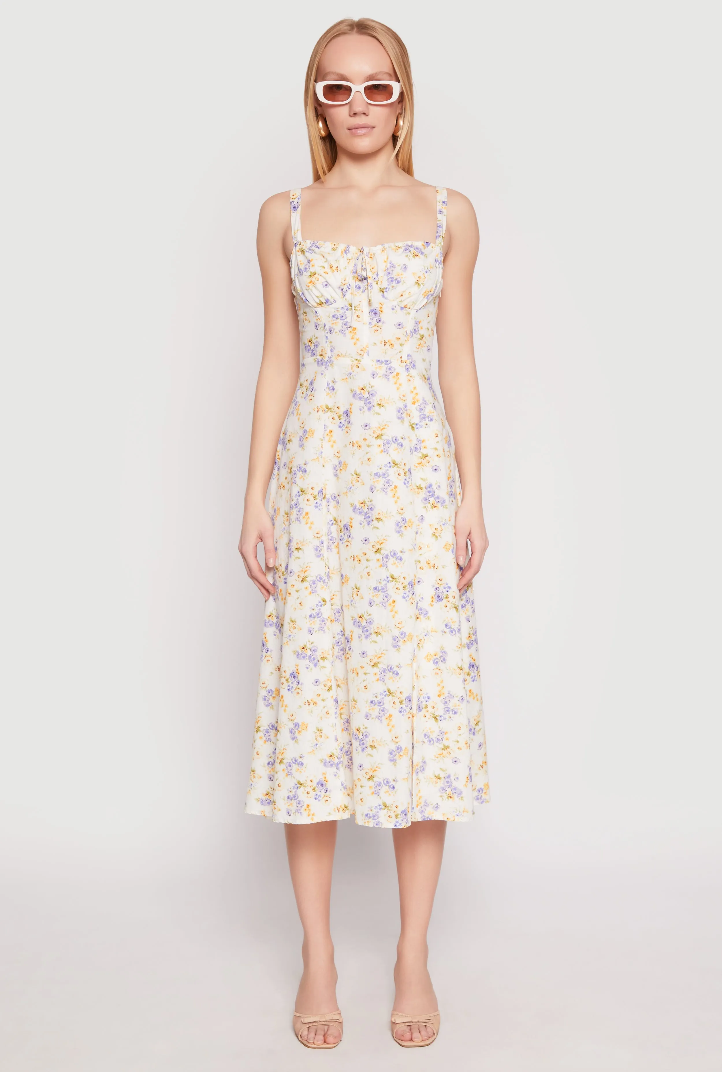 Korean Soft Versatile event piece Haute Monde Floral Bustier Midi Dress