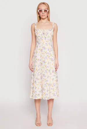Korean Soft Versatile event piece Haute Monde Floral Bustier Midi Dress