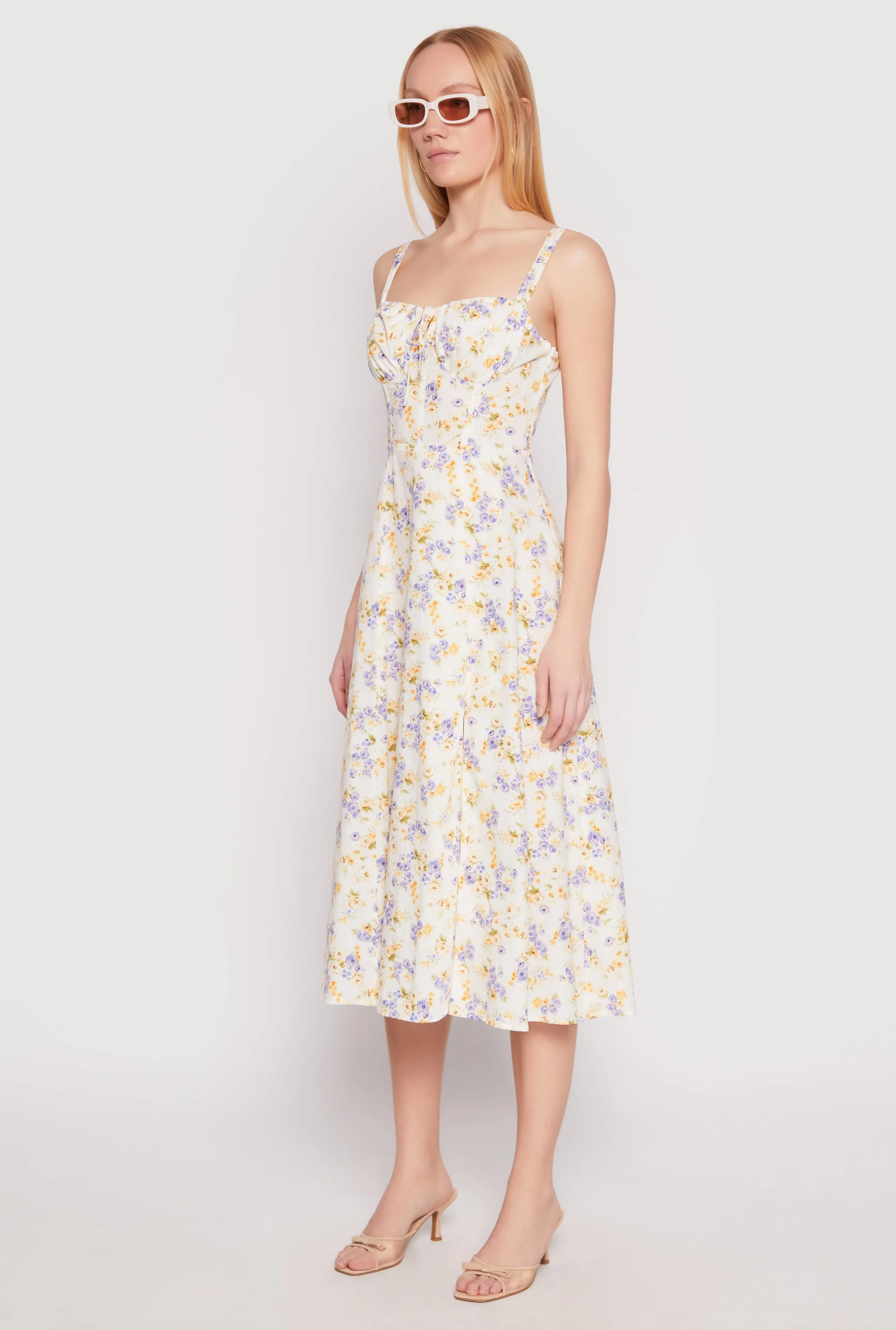 Haute Monde Floral Bustier Midi Dress Chorus Night