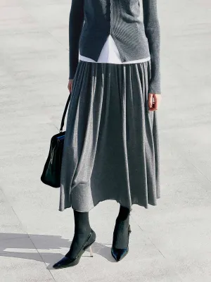 Chic Tones Wide Waist Pleated Skirt