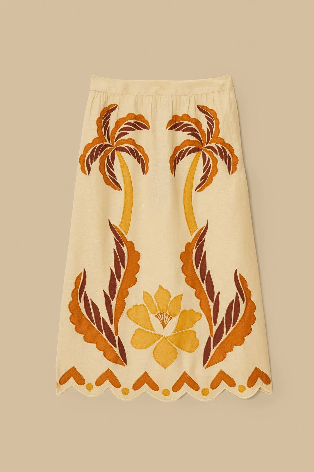 All Season Wear Sand Summer Cutwork Euroflax? Premium Linen Skirt
