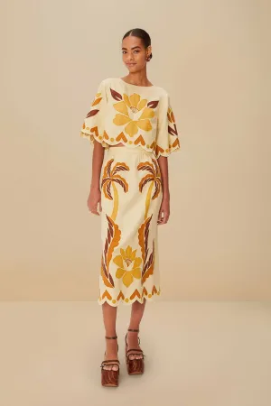 Sand Summer Cutwork Euroflax? Premium Linen Skirt Simple Style