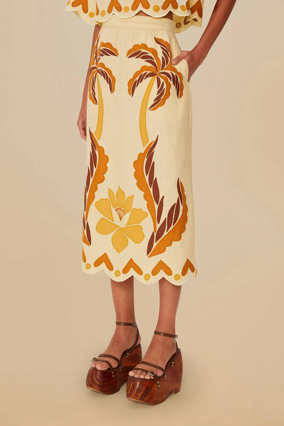 Sand Summer Cutwork Euroflax? Premium Linen Skirt Fresh Style Must Have Feature