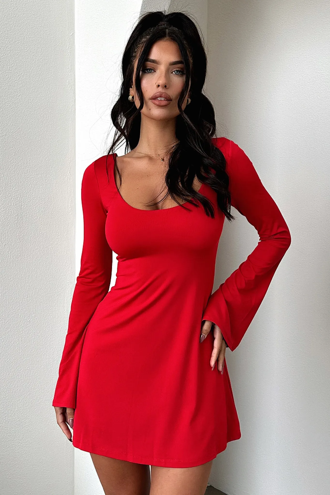 Marcia Long Sleeve Dress - Red Edge Soft