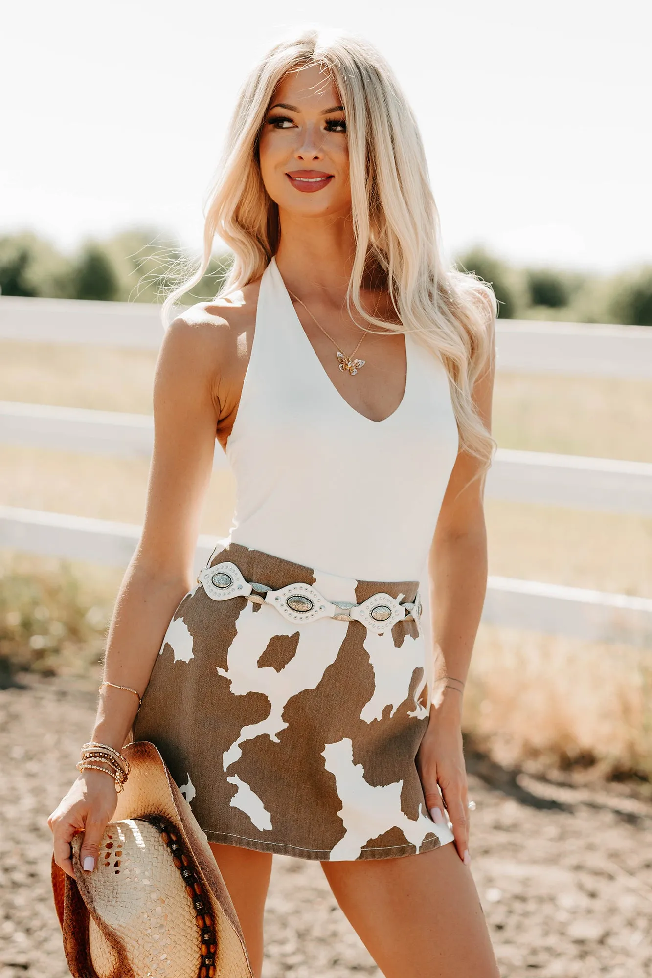 Dinner Date Raincheck Romance Halter Neck Bodysuit (Ivory)