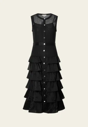 AntiOdor Fabric Snug fit Mesh Ruffle-detail Sleeveless Dress