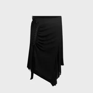 Hyein Seo Shirring Skirt - Black Wrinkle Resistant Finish