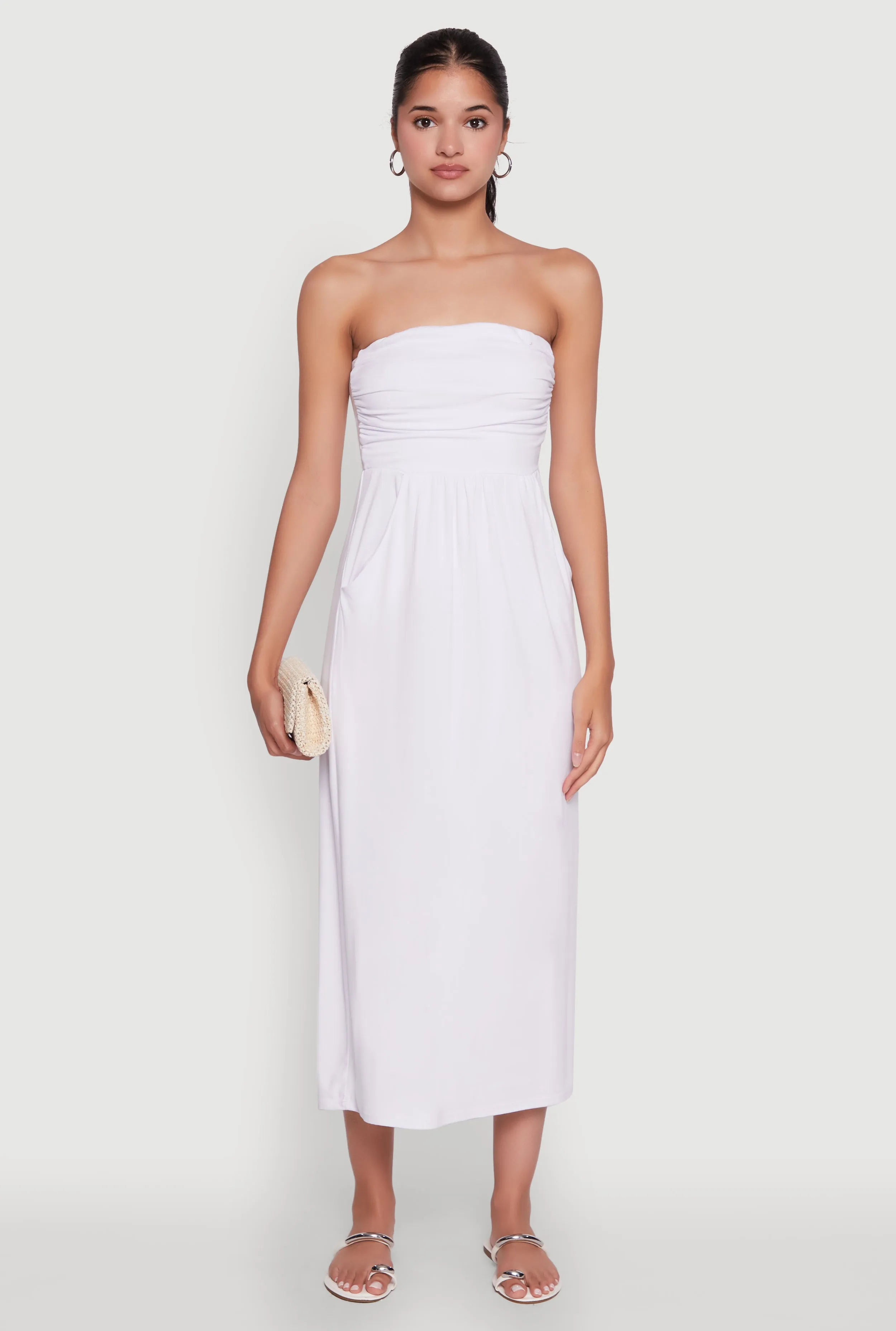 Weather Chic Chic Soft Knit Ruched Midi Tube Dress