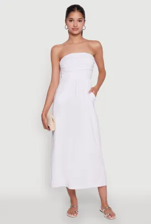 Chic Soft Knit Ruched Midi Tube Dress Modern Fashion Casual Glam