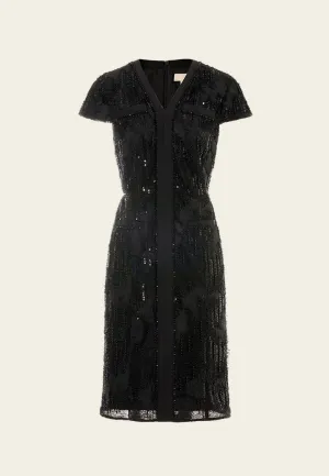 Frayed Detail Welt-pocekt Embellished Dress DoubleLayered LightweightMaterial