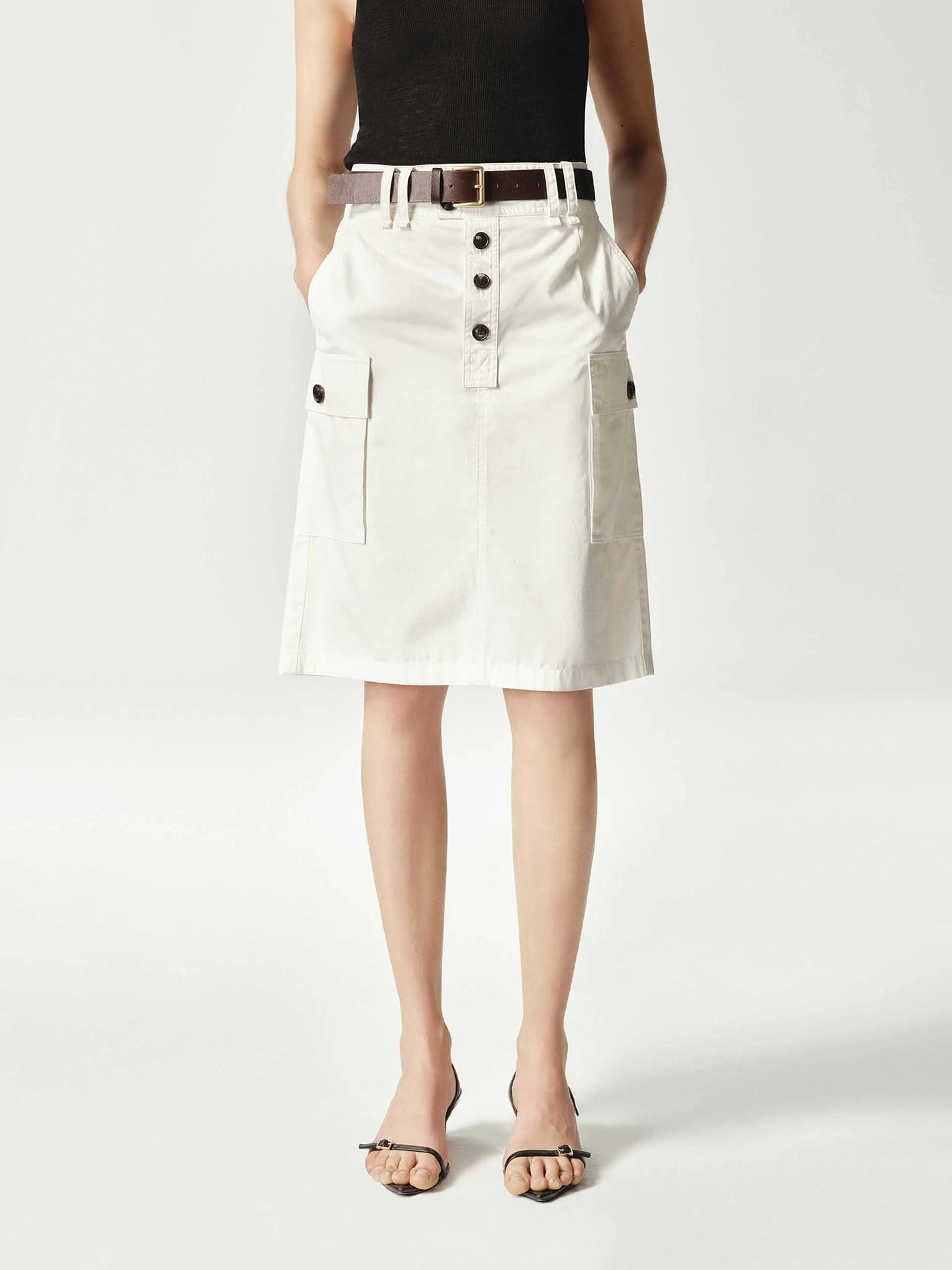 Wool blend Recycled Material Include Belt Straight Skirt