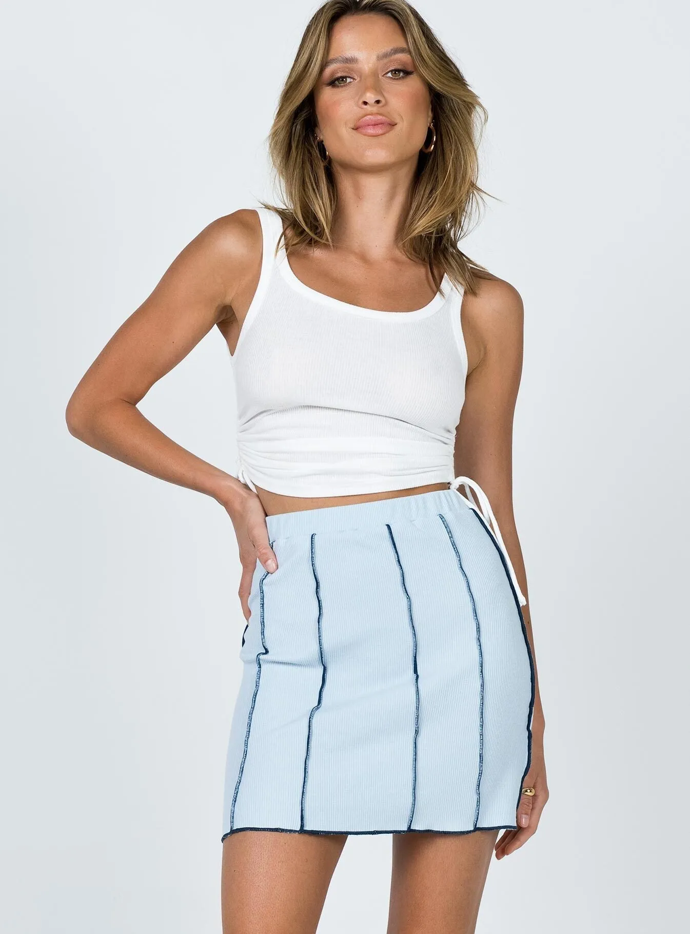 Nelle Mini Skirt Blue Ventilated Panels