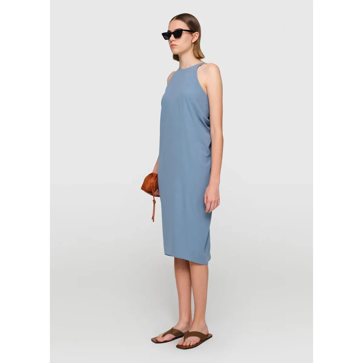 Seafoam Crepe Draped Back Dress WaterRepellentSurface Light Core