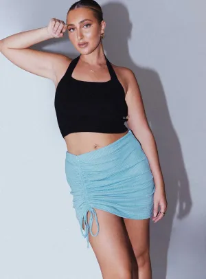 Fashion Combo Crisscross Details Avani Mini Skirt Blue