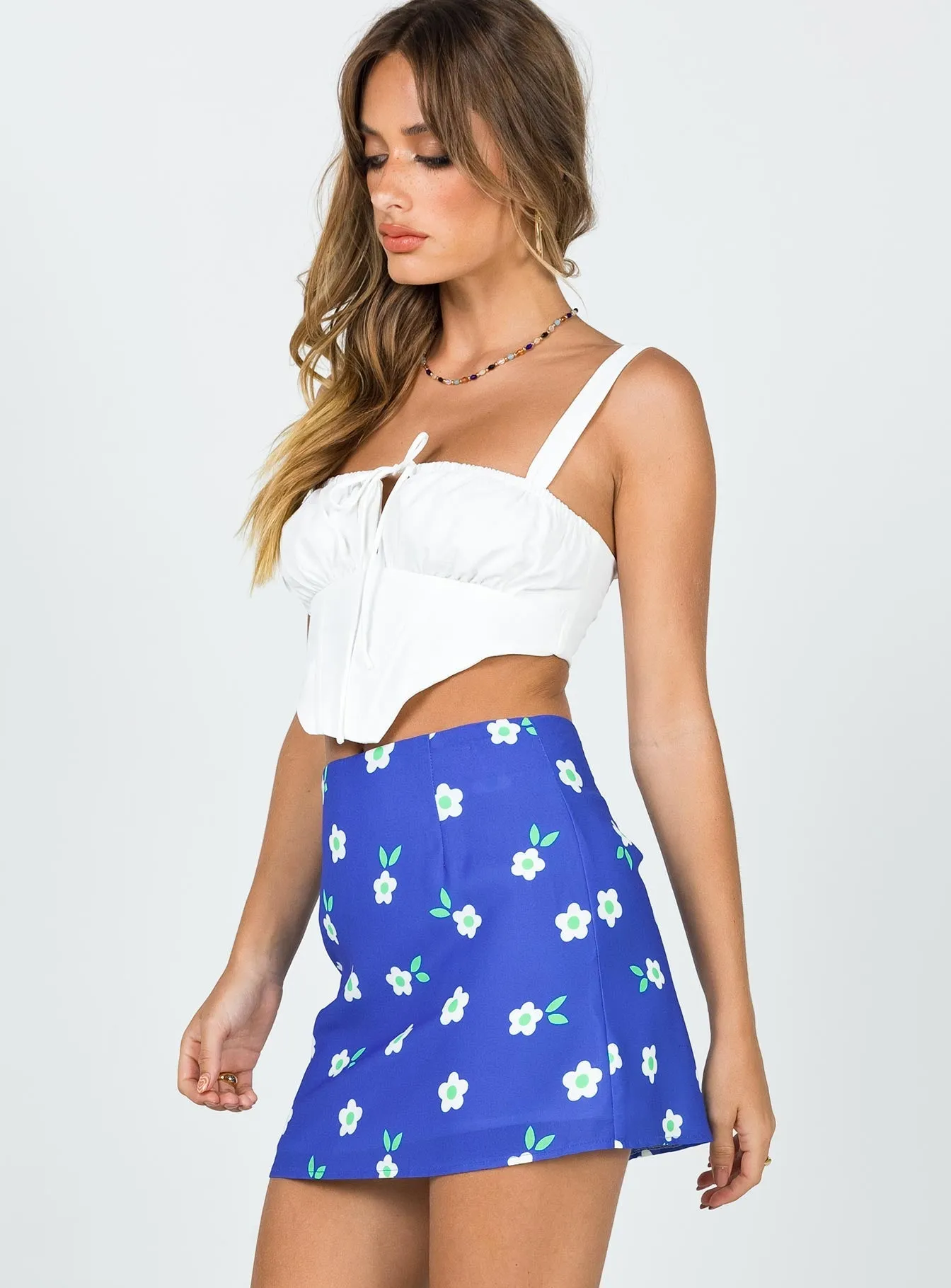 Selby Mini Skirt Blue Floral Wrap style