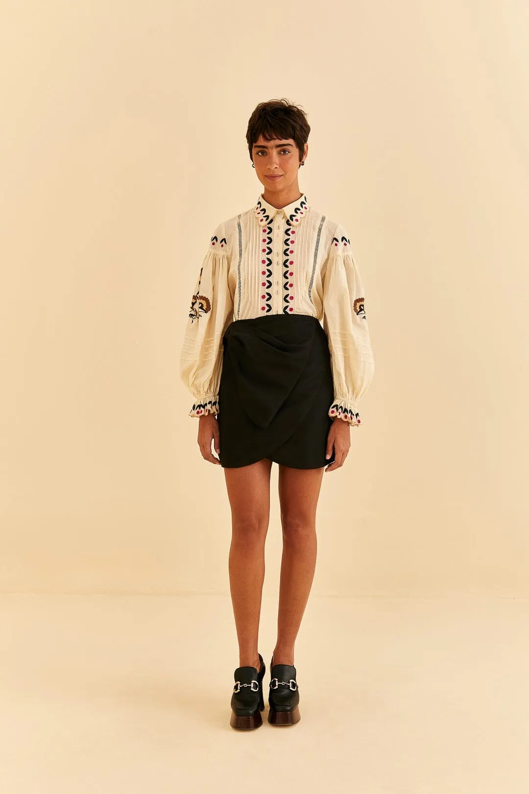 Black Taffeta Mini Skirt Fashion Week Ready Soft Tones