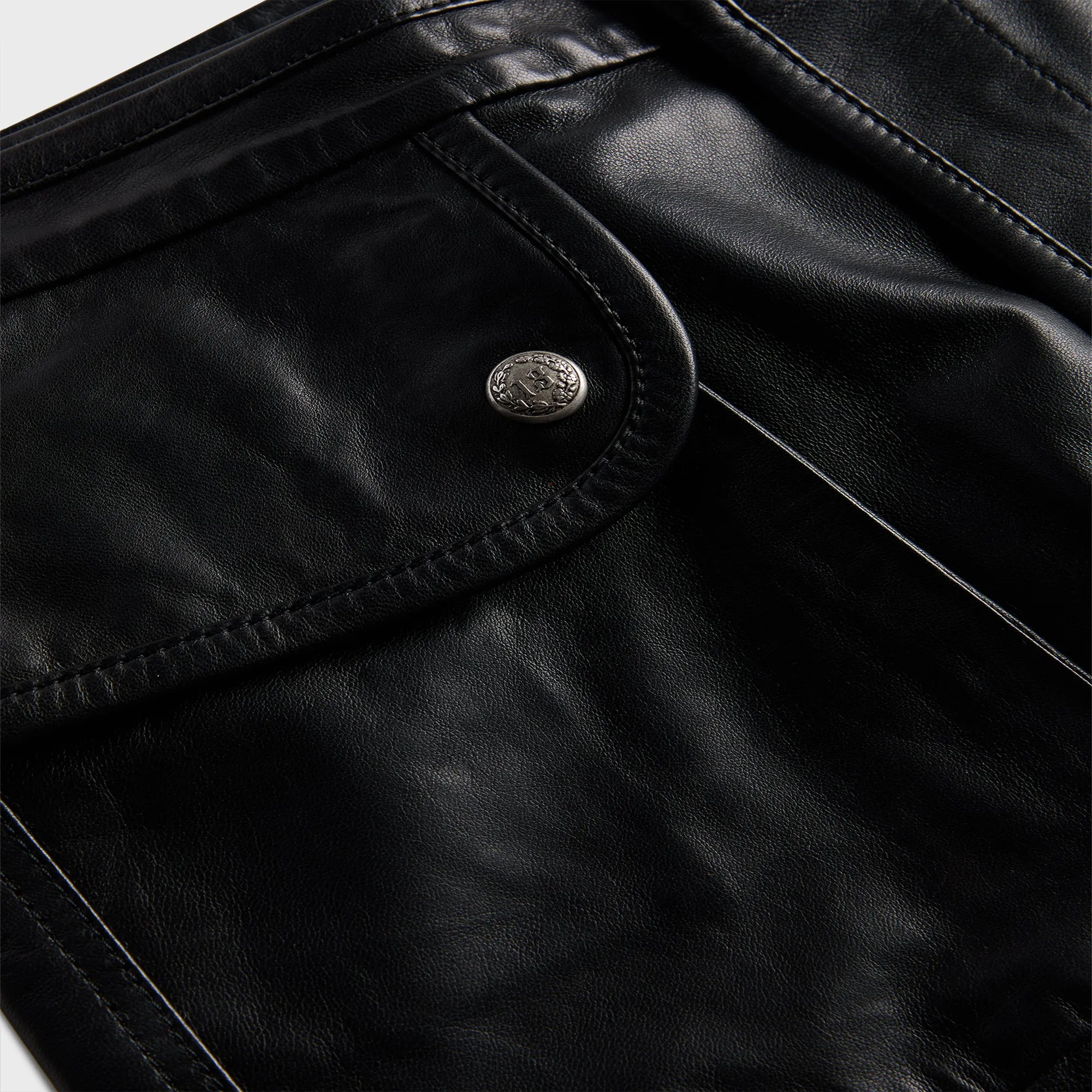 R13 Leather Layered Skirt - Black Sleek Detail