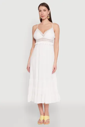 Iris Crochet Detail Empire Waist Midi Dress Timeless Comfort