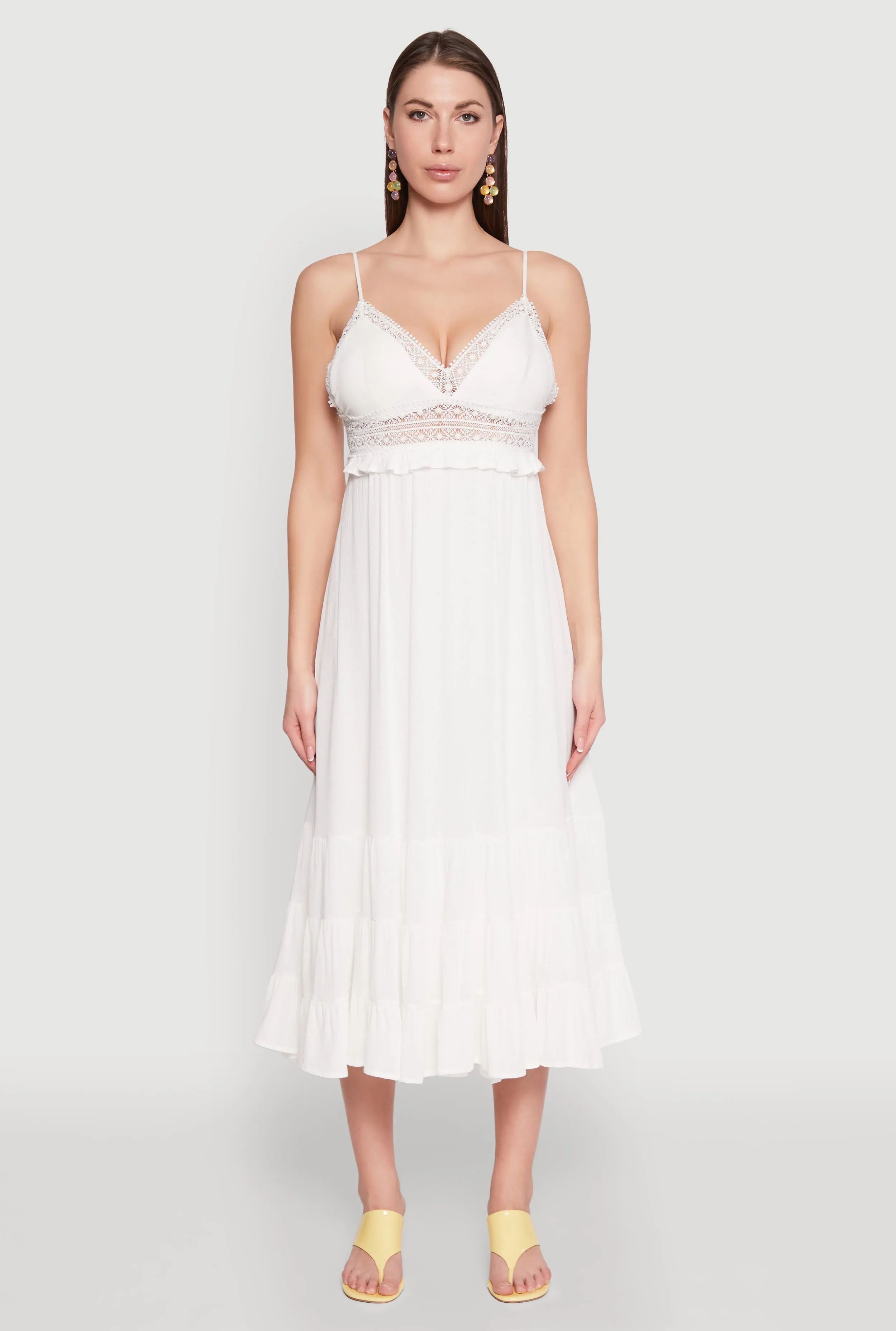 Iris Crochet Detail Empire Waist Midi Dress Modern Edge Versatile Silhouettes