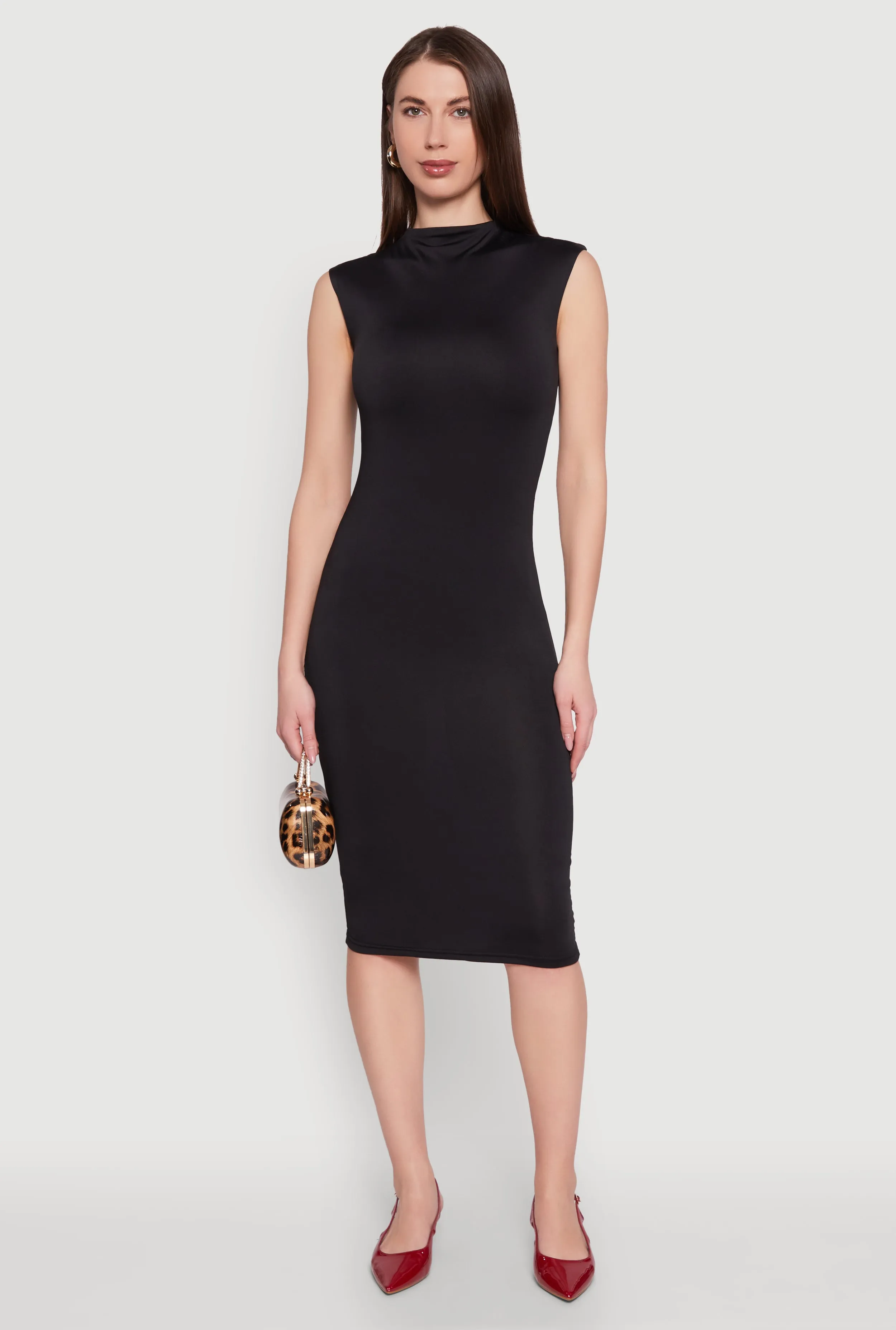 Date night Mock Neck Cap Sleeve Midi Dress