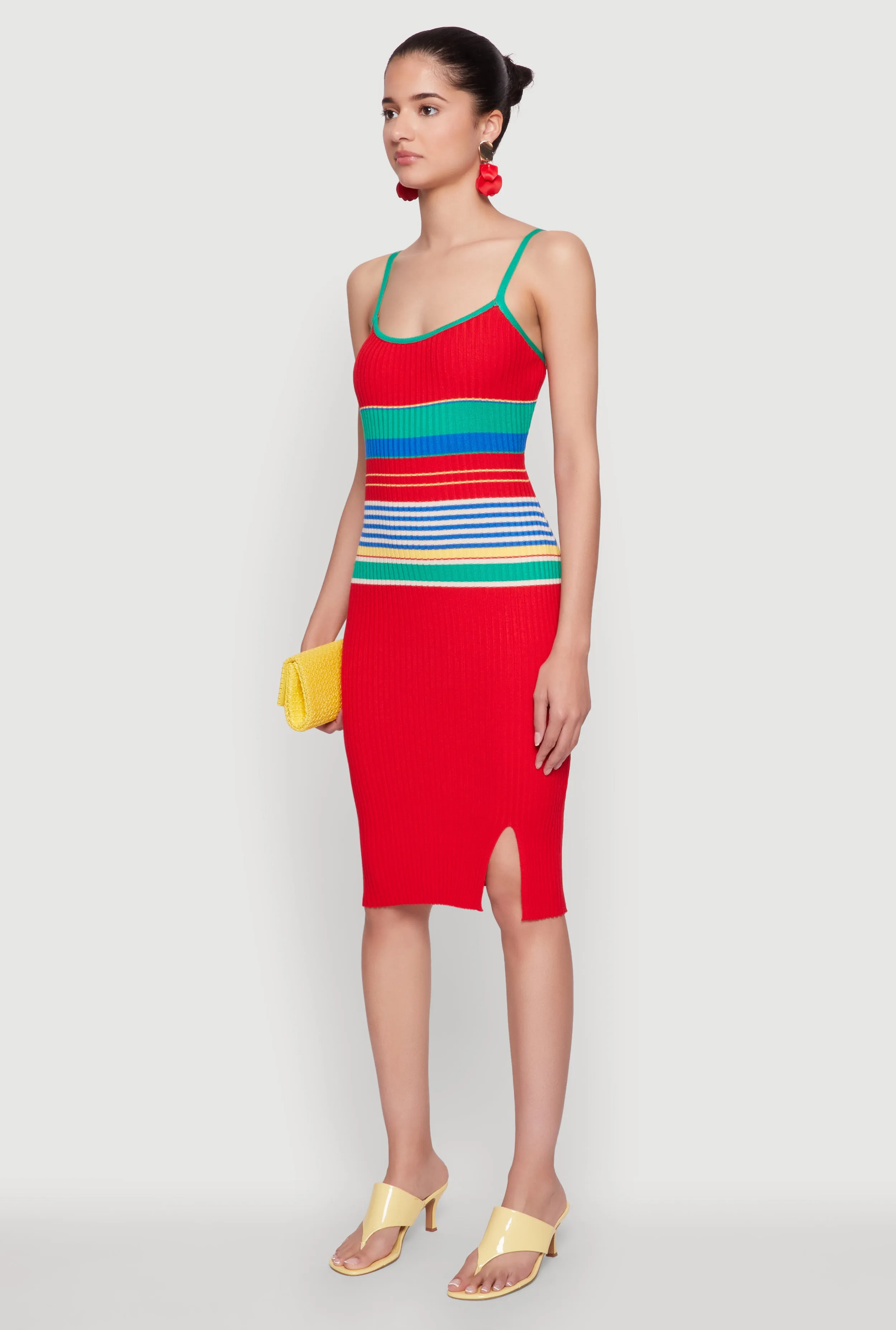 Madden Girl Striped Cami Dress with Side Slit Self Love