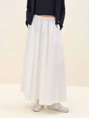 Drawstring Pleated Skirt Tiered hem Everyday Wear