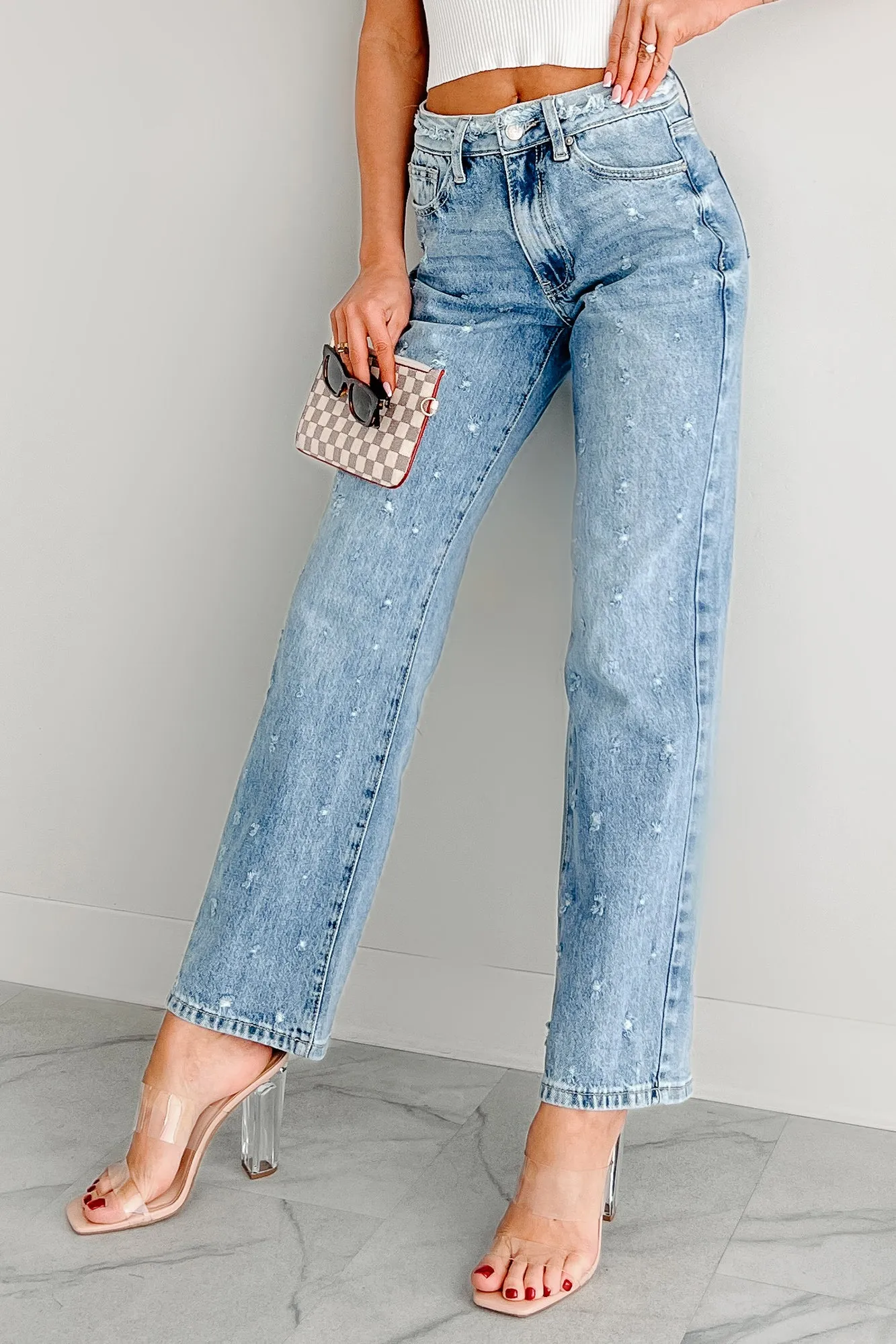 Premium Denim Noelle Distressed Straight Leg Special A Jeans (Medium)