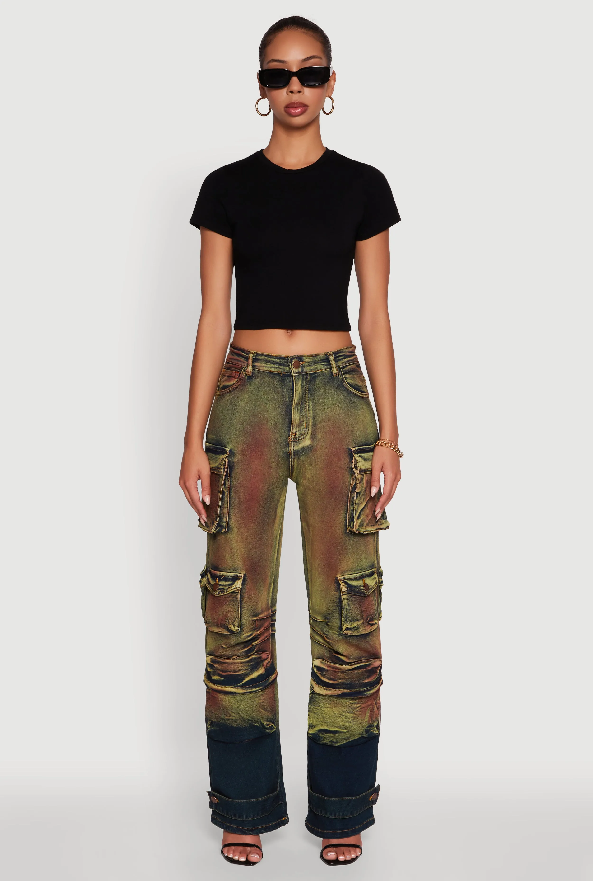 Stylish Daisy Ombre Detail Wide Leg Jeans classic clothing Subtle Look