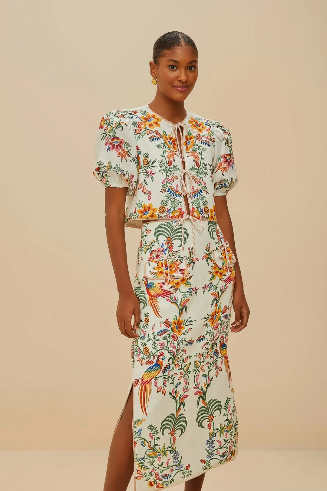 Sleek Vibe Warm Insulation Off-White Delicate Forest Euroflax? Premium Linen Midi Skirt