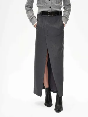 Refined Mood Biodegradable Fabric Deconstruct Slit Straight Skirt