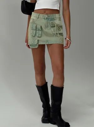 Infinite Love Cargo Mini Skirt Washed Denim Fit Choice Plus size option