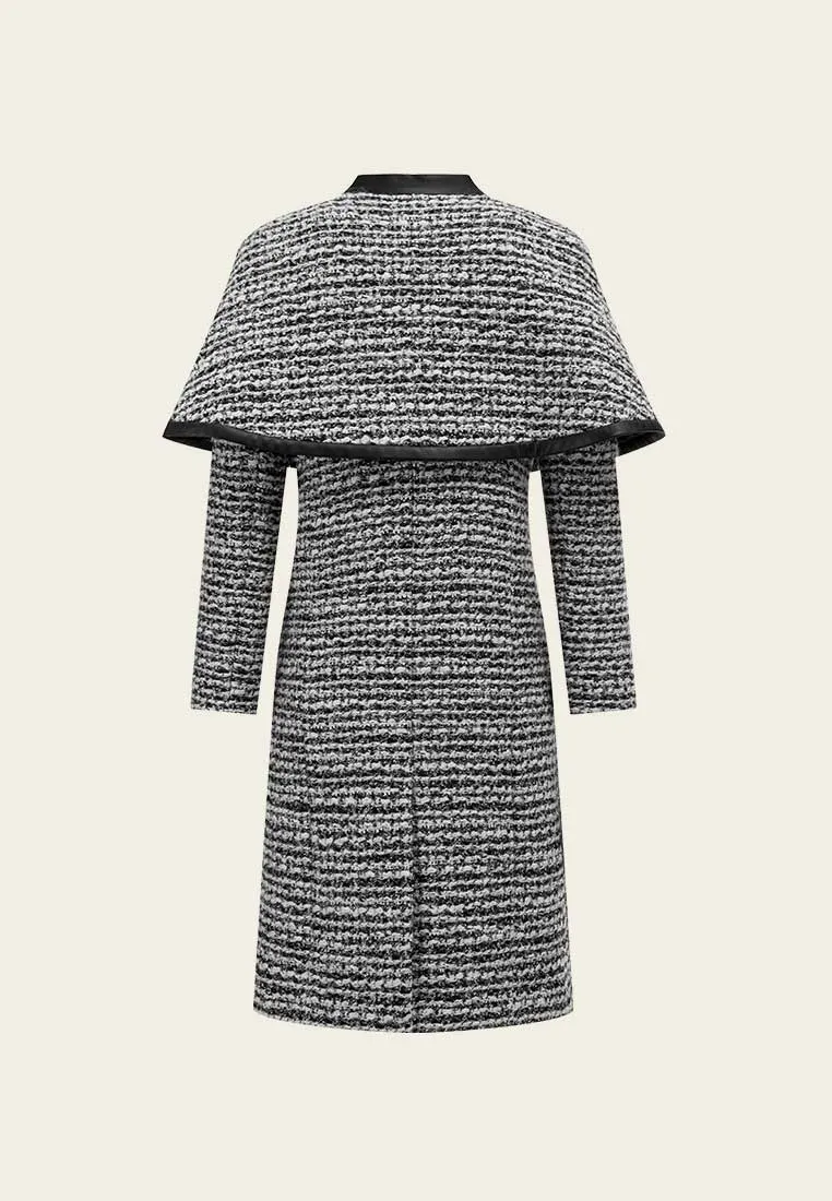 Breathable Lamination Clean Fit Mixed Grey Wool Cape Dress