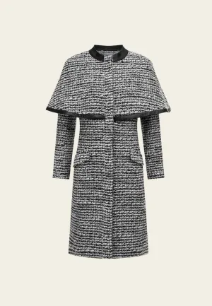 Tropical Glow Motion Core Mixed Grey Wool Cape Dress
